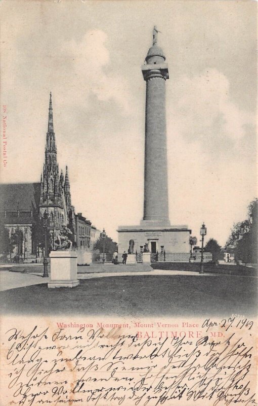 BALTIMORE MARYLAND MD~WASHINGTON MONUMENT-MOUNT VERNON PLACE~1902 PHOTO POSTCARD