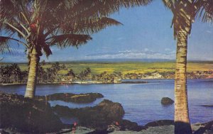 SNOW-CAPPED MAUNA KEA Volcano, Hilo Bay, Hawaii c1960s Chrome Vintage Postcard