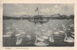 B3647 Germany Hamburg Schwane au der Alster Swan and Ship Batea  front/back scan