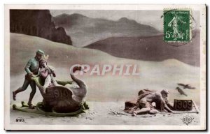 Old Postcard Fancy Happy New Year 1910 1909 Swan Swan