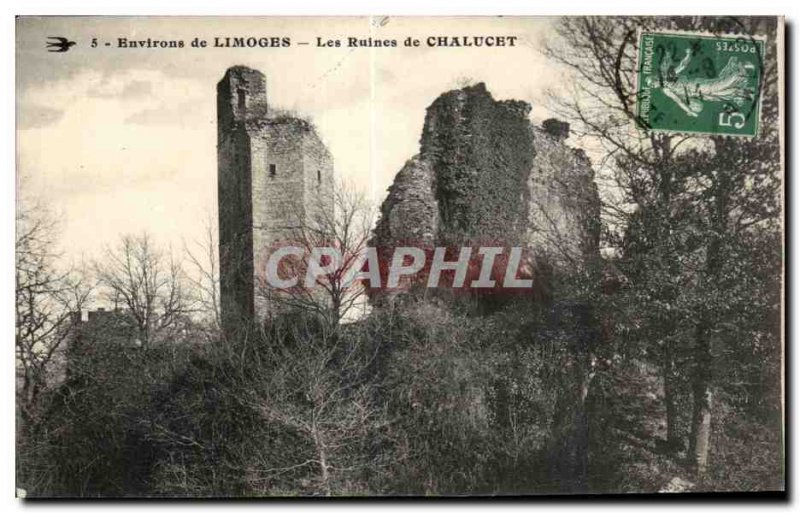 Old Postcard surroundings Limoges Ruins Chalucet