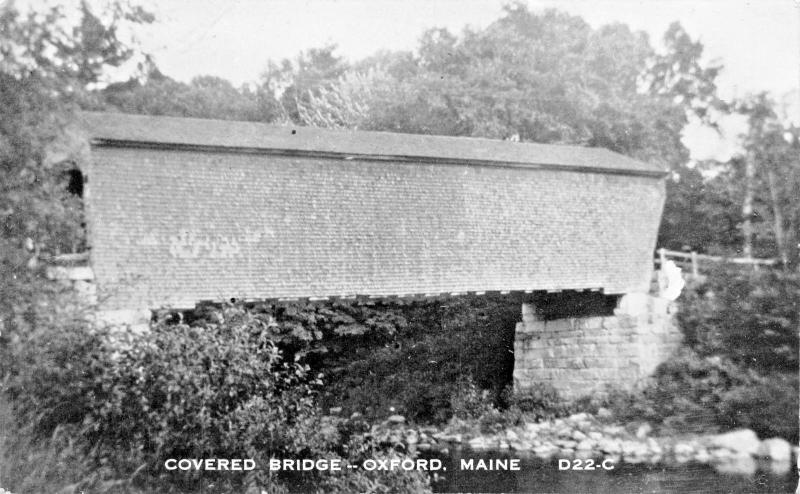 OXFORD MAINE COVERED BRIDGE-REAL PHOTO POSTCARD 1940-50s 