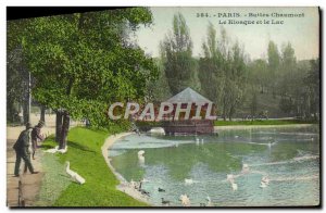 Old Postcard Paris Buttes Chaumont The Kisoque and Lake