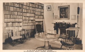 Vintage Postcard Study Room Ralph Waldo Emerson Antiquarian Society Concord Mass