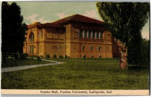 View of Fowler Hall at Purdue University, LaFayette IN Vintage Postcard V33