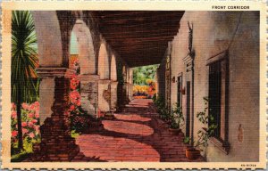 Vtg 1930s Mission San Juan Capistrano Front Corridor California CA Postcard