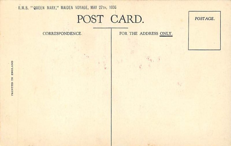 RMS Queen Mary Cunard Line Ship Unused 