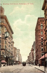 Postcard Broadway from Locust, North East, St. Louis, Missouri