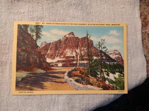 1940's Mt. Oberlin, Glacier National Park, Montana Linen Postcard