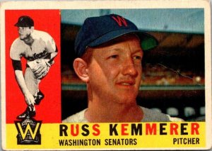 1960 Topps Baseball Card Russ Kemmerer Washington Senators sk10562