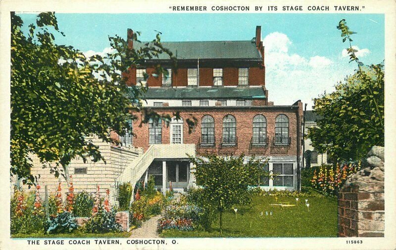 Coshocton Ohio Stage Coach Tavern Teich 1920s Postcard 8658