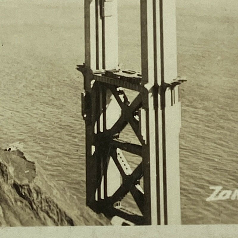 c.1930s Construction Marin Pier Golden Gate Bridge Tower San Francisco RPPC