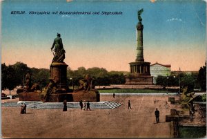 VINTAGE POSTCARD KING'S PLAZA BISMARCK STATUE VICTORY COLUMN BERLIN c. 1920