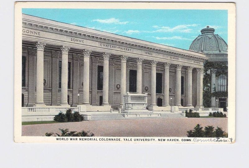 ANTIQUE POSTCARD CONNECTICUT NEW HAVEN YALE WORLD WAR MEMORIAL COLONNADE #2