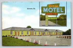 Dixie Motel   Sylvania  Georgia    Postcard