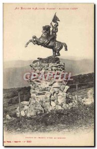 Old Postcard Statue of Jeanne d & # 39Arc atop the balloon & # 39Alsace