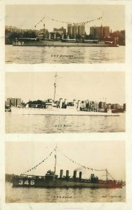 C-1915 Moser USS Dickerson USS Breck USS Sicard Navy RPPC Photo Postcard 11115