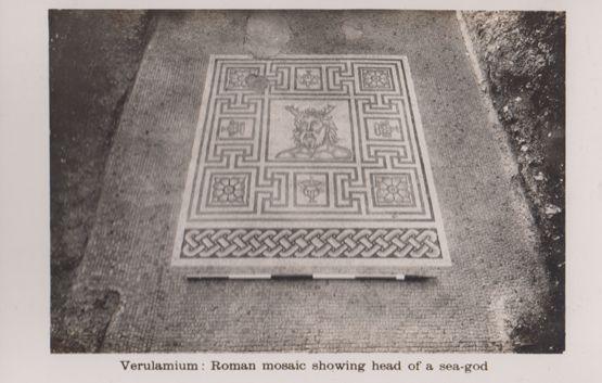 Sea God Mythology Mural Roman Mosaic St Albans Hertfordshire Abbey Postcard