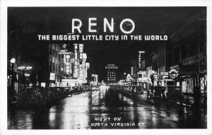 Automobiles Night North Virginia Reno Nevada 1947 RPPC Photo Postcard 20-11585