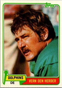 1981 Topps Football Card Vern Den Herder Miami Dolphins sk60218