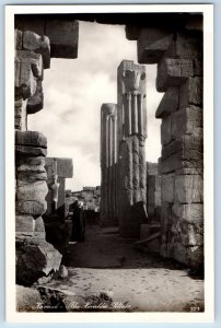 Luxor Egypt Postcard The Heraldic Pillars Karnak c1930's Unposted RPPC Photo