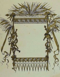 1870's-80's Victorian Trade Card Engraved Border Gilt Grecian Greek P55