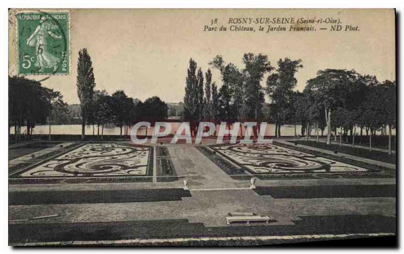 Old Postcard Rosny sur Seine Seine et Oise Chateau Park garden French