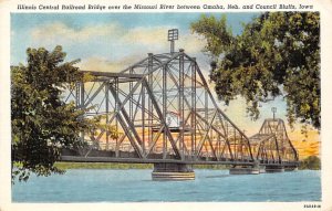 Railroad Bridge Over Missouri River Printed Photo Council Bluffs, Iowa  