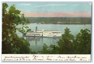 1909 Steamer Quincy Scene Passing Crapo Park Burlington Iowa IA Posted Postcard