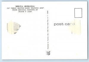 Mircea Romania Postcard 269 Three Masted Bark Training Ship Painting Frank Zaso