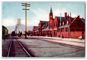 c1950's Union Depot Train Station Railroad Dirt Road Passenger Ogden UT Postcard