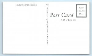 AIR FORCE PLANE ~ B-36 PEACEMAKER over Chicago  c1950s  Postcard