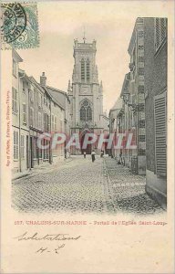 Old Postcard Chalons sur Marne Portal of the Church of Saint Loup