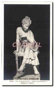 Old Postcard Italy Roma Pal dei Conservatori Statue Appartemente has monument...