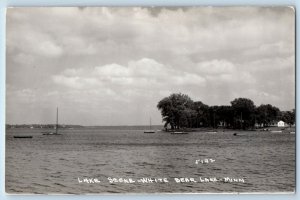 White Bear Lake Minnesota MN Postcard RPPC Photo Lake Scene Boats c1940's