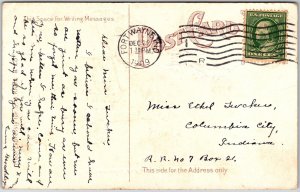 1909 Happy Christmas Landscape Windmill Greetings And Wishes Posted Postcard