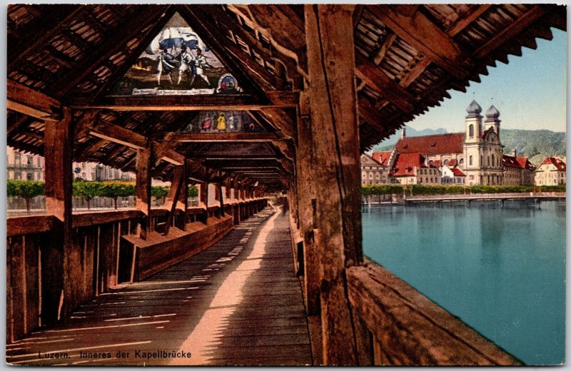 Luzern Inneres Der Kapellbrücke Lucerne Switzerland Postcard