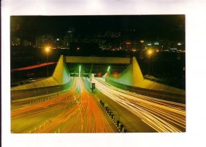 Night Scene Cross Harbour Highway Tunnel, Hong Kong,