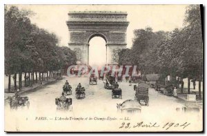 Old Postcard Paris Arc de Triomphe and the Champs Elysees
