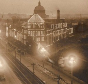 C.1909 RPPC Electric Show At Night Boston, MA B&A RR Postcard F167