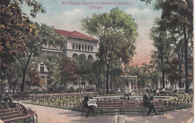 BF19011 washington square and newberry library chicago USA  front/back image