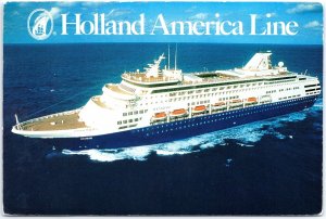 VINTAGE CONTINENTAL SIZE POSTCARD HOLLAND AMERICA'S MS ZANDAM CRUISE SHIP POSTED