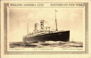 Holland Amerika D.D. Volendam Rotterdam to NY Vintage Postcard A35