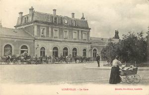 Postcard Luneville La Gare Meurthe-et-Moselle France Woman w Kids Perambulator  