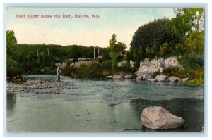 c1910's Root River Below The Dam Racine Wisconsin WI Unposted Antique Postcard