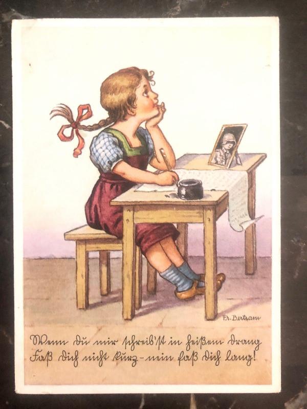 Mint Germany Picture Patriotic Postcard WW2 Writing To Him