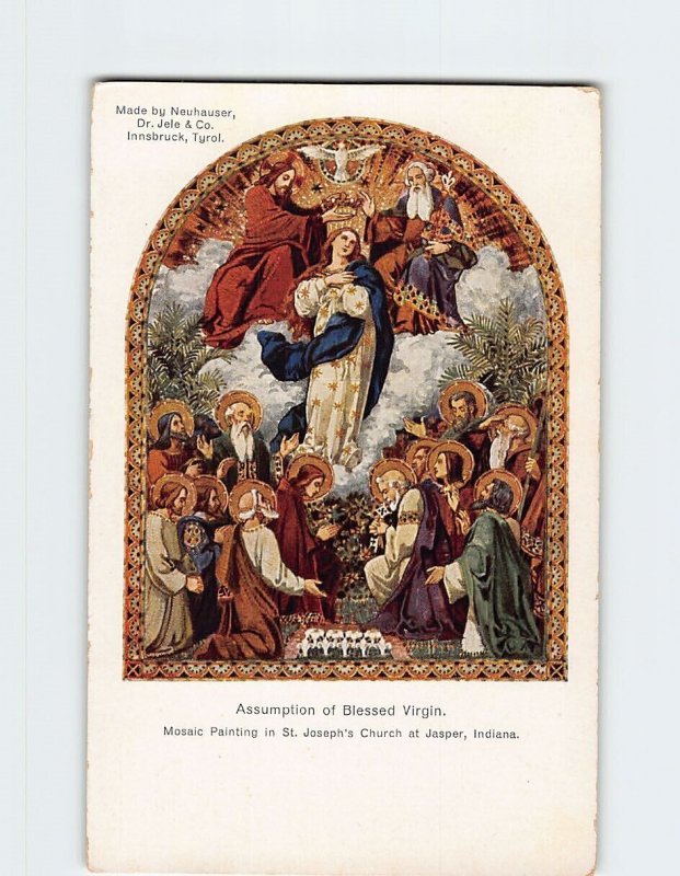 Postcard Assumption of Blessed Virgin St. Josephs Church at Jasper Indiana USA