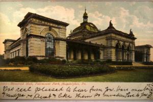 pre-1907 FAIRMOUNT PARK MEMORIAL HALL Philadelphia Pennsylvania PA card v0861