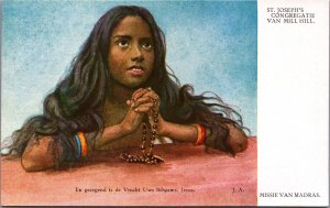 India St Joseph's Congregatie Van Mill Hill Madras Girl Vintage Postcard C150