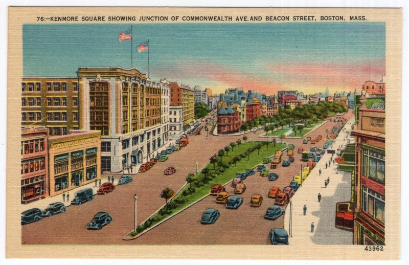 Boston, Mass, Kenmore Square Showing Junction Of Commonwealth Ave. And Beacon St